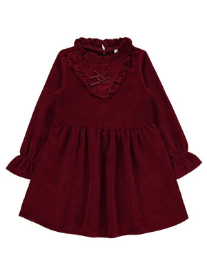 Civil Girls Yaka Fırfırlı 2-5 Yaş Elbise - Bordo