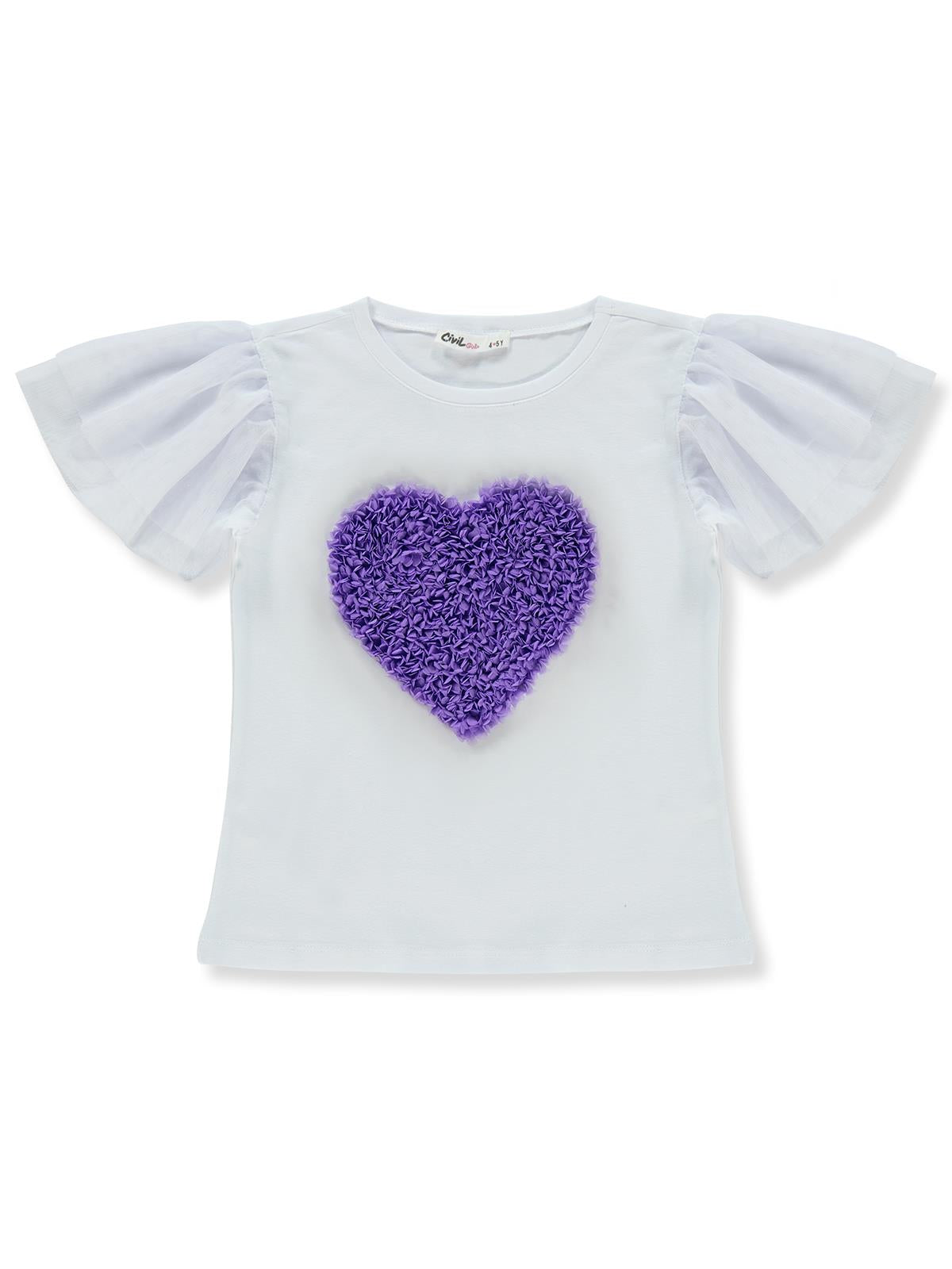 Civil Girls Kolları Tül Lyc Süprem 4-9 Yaş Tişört - Lila