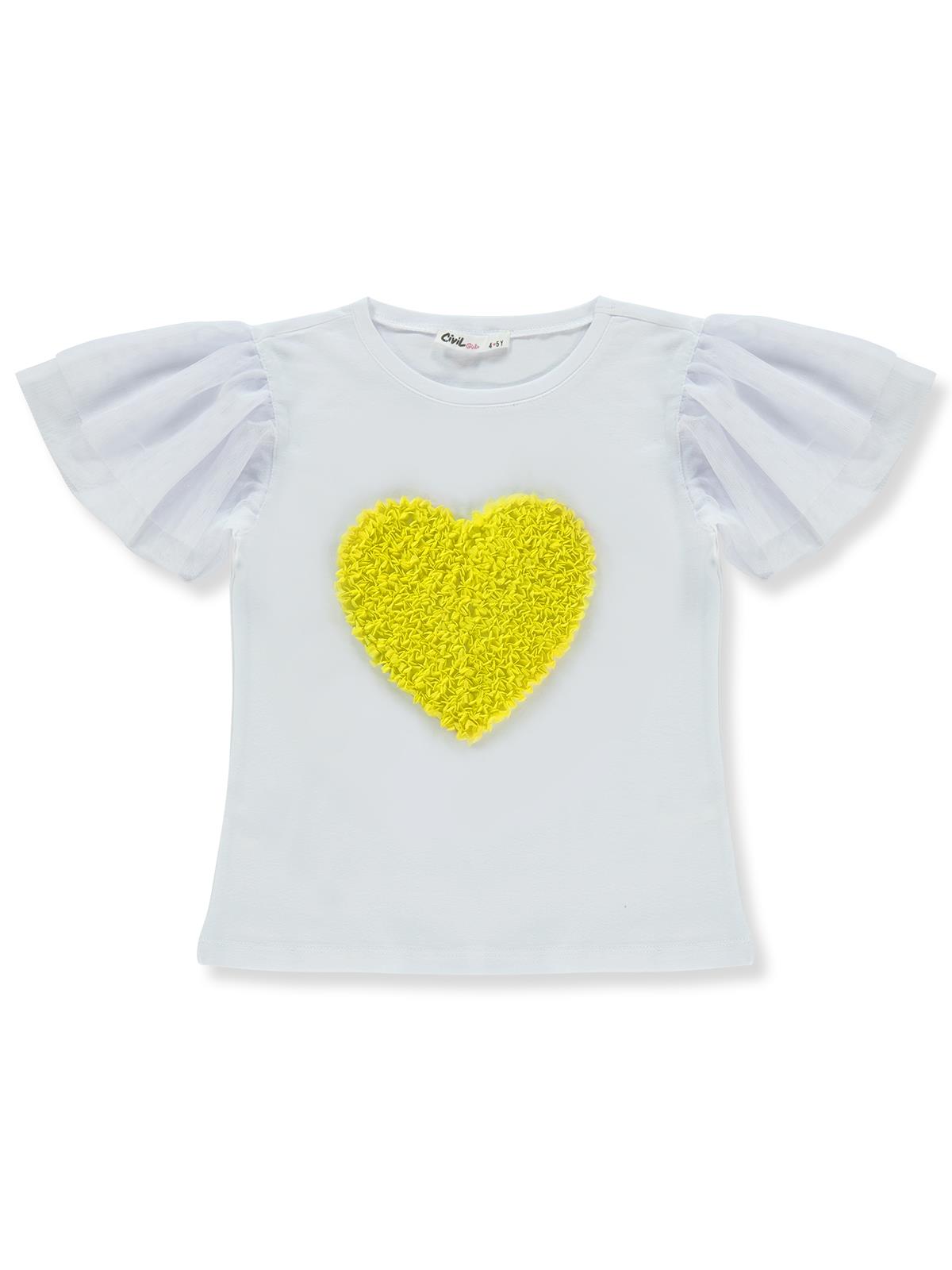 Civil Girls Kolları Tül Lyc Süprem 4-9 Yaş Tişört - Sarı