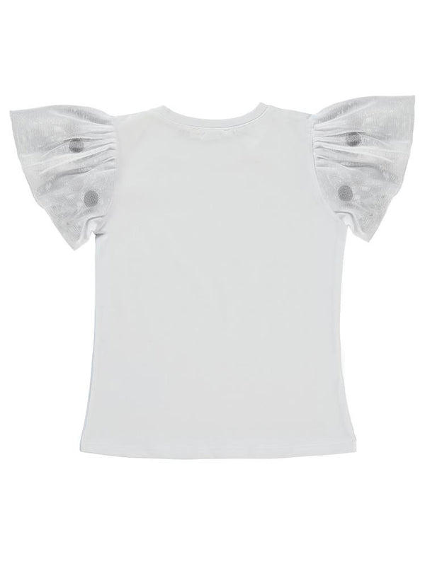 Civil Girls Kolu Ponponlu 4-9 Yaş Tişört - Beyaz