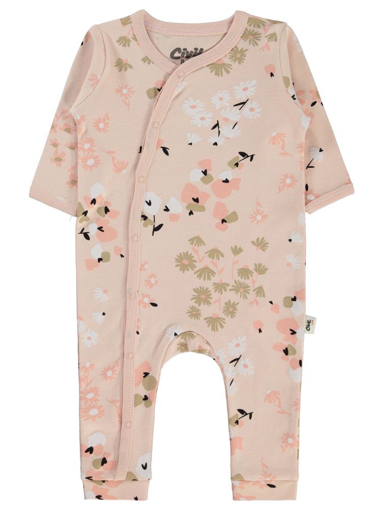 Civil Baby Flowery Baskılı 3-9 Ay Tulum - Pudra