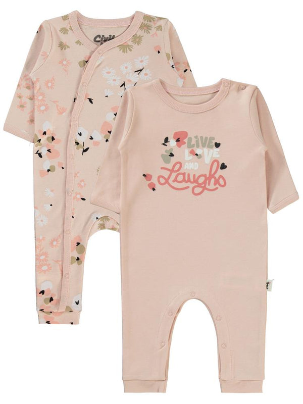 Civil Baby Flowery Baskılı 3-9 Ay Tulum - Pudra