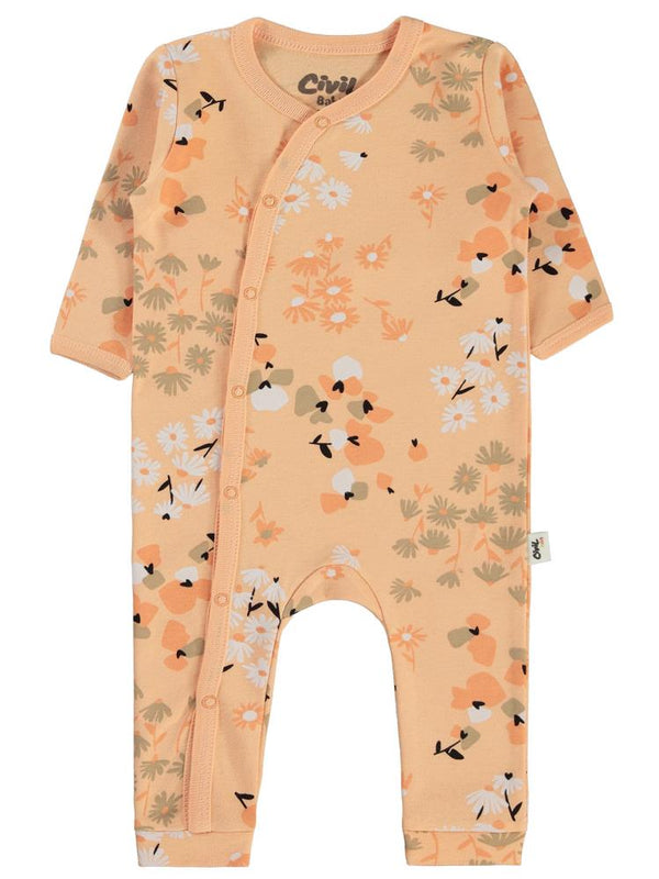 Civil Baby Flowery Baskılı 3-9 Ay Tulum - Pudra