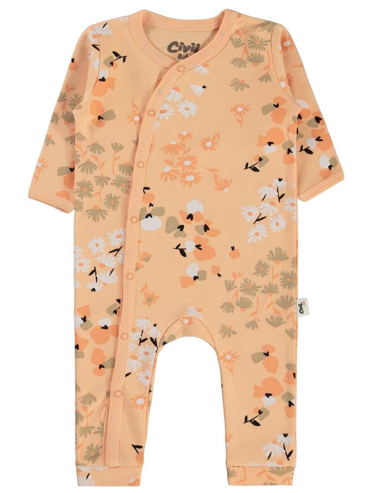 Civil Baby Flowery Baskılı 3-9 Ay Tulum - Pudra