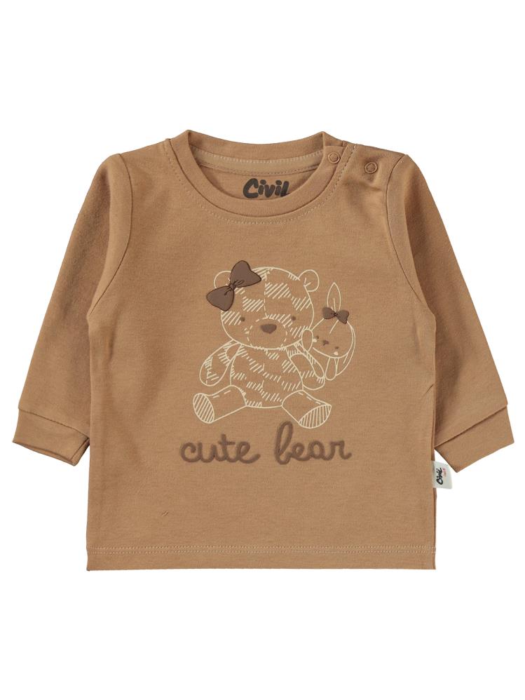 Civil Baby Cute Bear Baskılı 6-18 Sweatshirt - Kahverengi