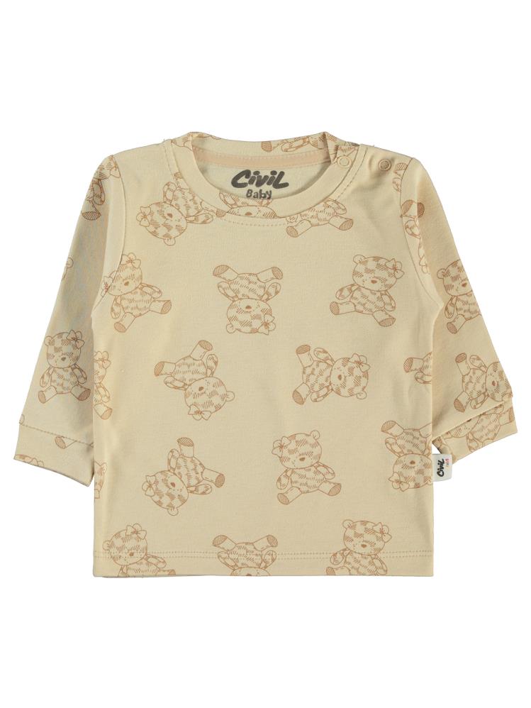 Civil Baby Cute Bear Baskılı 6-18 Sweatshirt - Kahverengi