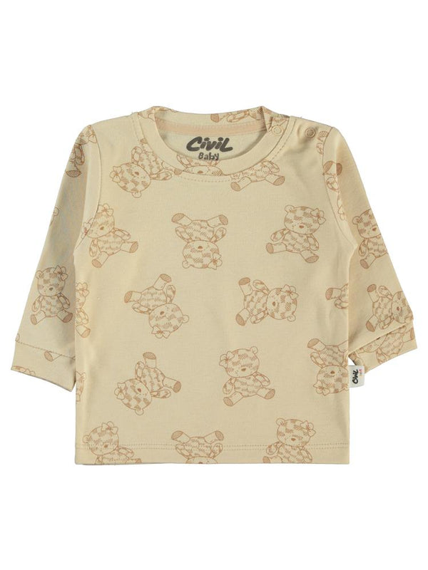 Civil Baby Cute Bear Baskılı 6-18 Sweatshirt - Kahverengi