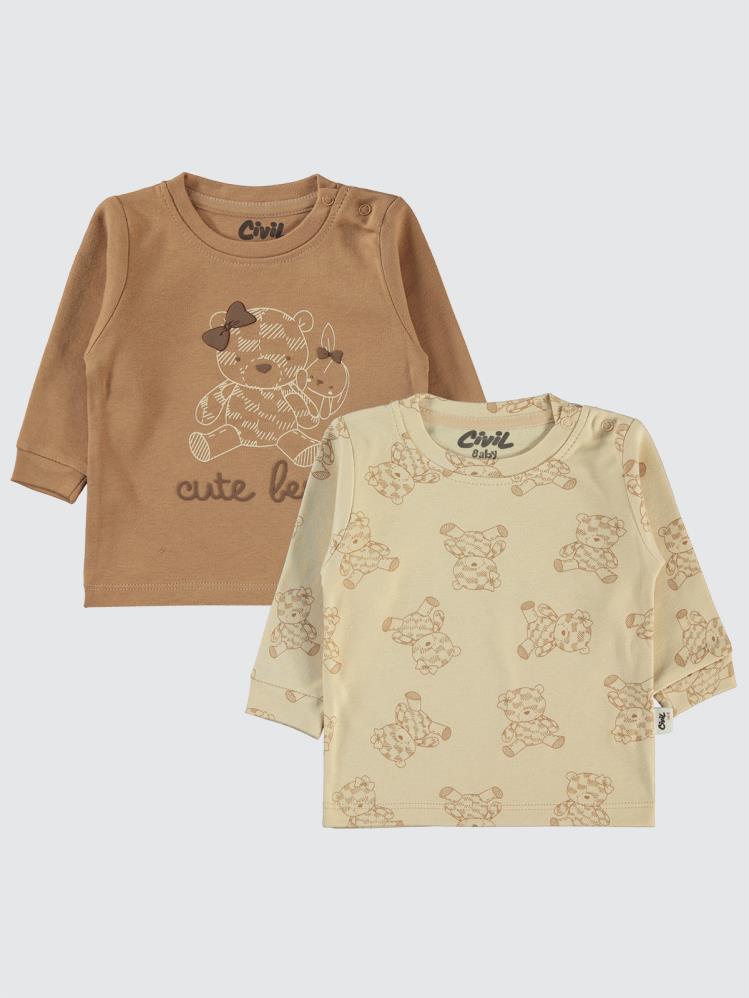 Civil Baby Cute Bear Baskılı 6-18 Sweatshirt - Kahverengi