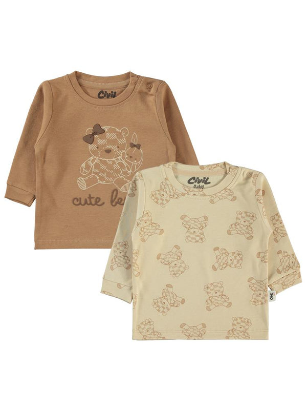 Civil Baby Cute Bear Baskılı 6-18 Sweatshirt - Kahverengi