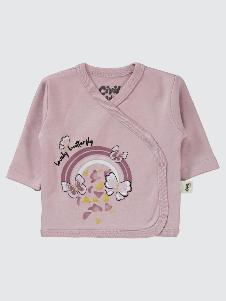 Civil Baby Butterfly Baskılı 4'li Zıbın Takımları - Lila