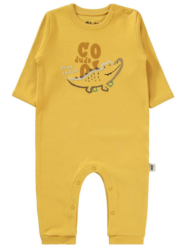 Civil Baby Renkli Hayvanlar Baskılı 3-9 Ay Tulum - Hardal