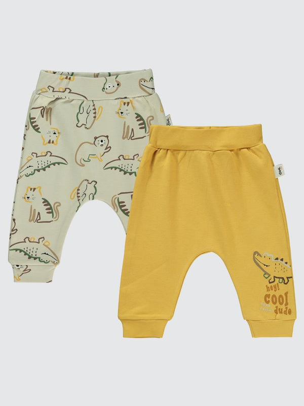 Civil Baby Renkli Hayvanlar Baskılı 6-18 Tek Alt Bebe - Hardal