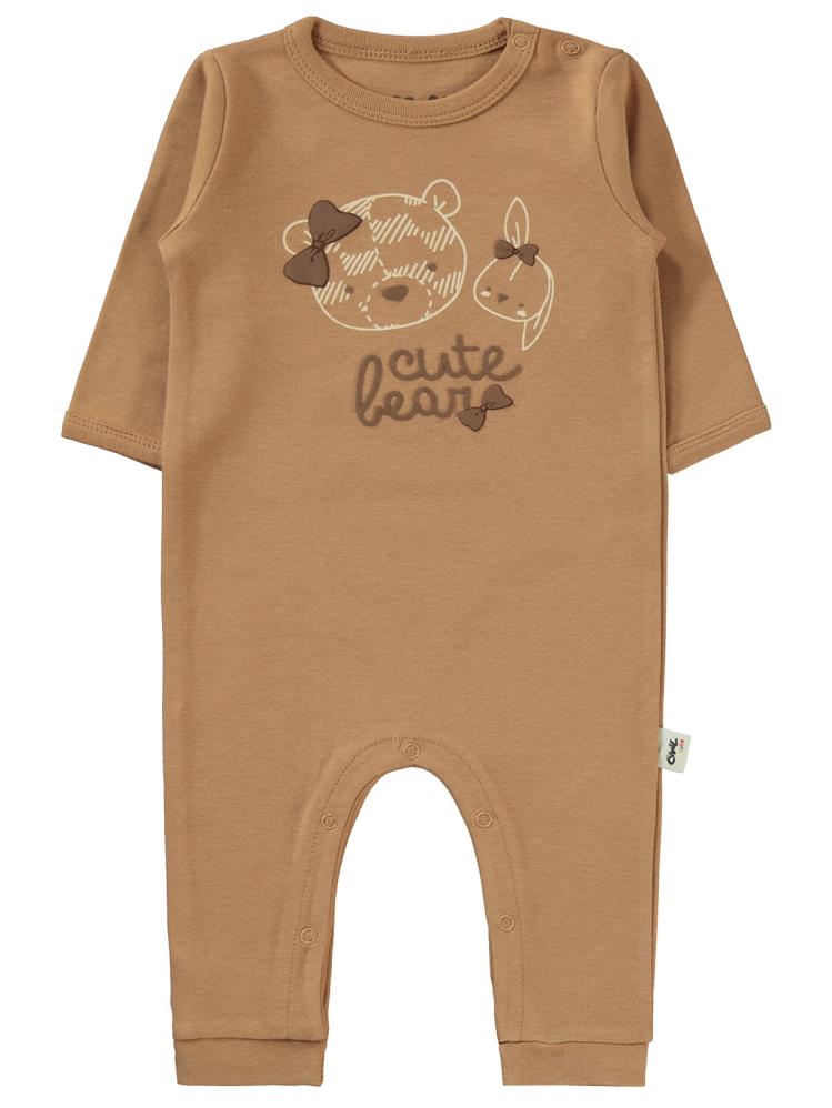 Civil Baby Cute Bear Baskılı 3-9 Ay Tulum - Kahverengi