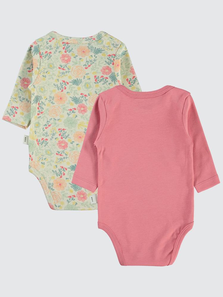 Civil Baby Natural Flowers Baskılı 3-18 Çıtçıtlı Badi - Pembe