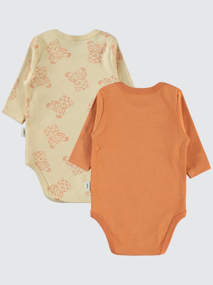 Civil Baby Natural Bear Baskılı 3-18 Çıtçıtlı Badi - Turuncu