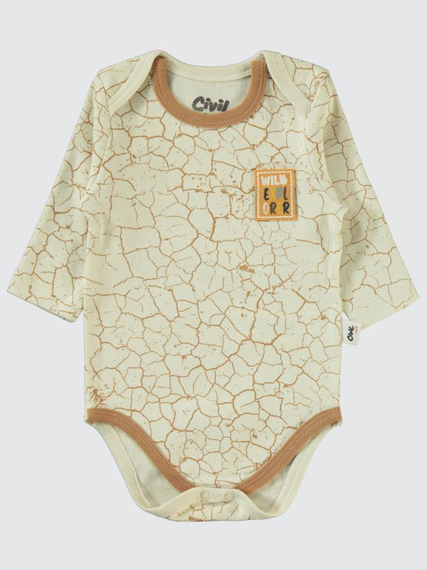 Civil Baby Crack Pattern Baskılı 3'lü 6-18 Takım - Kahverengi