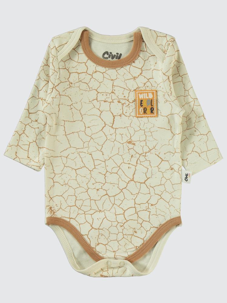 Civil Baby Crack Pattern Baskılı 3'lü 6-18 Takım - Kahverengi