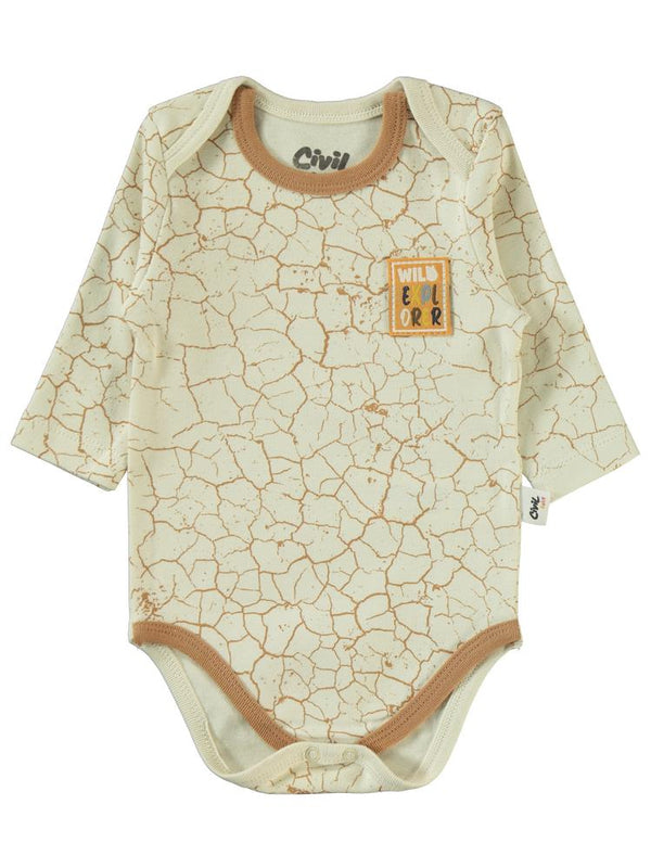 Civil Baby Crack Pattern Baskılı 3'lü 6-18 Takım - Kahverengi