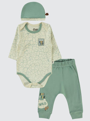 Civil Baby Crack Pattern Baskılı 3'lü 6-18 Takım - Yeşil
