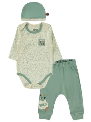 Civil Baby Crack Pattern Baskılı 3'lü 6-18 Takım - Yeşil
