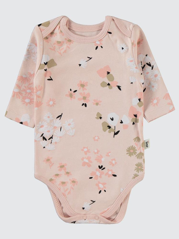 Civil Baby Flowery Baskılı 3-18 Çıtçıtlı Badi - Pudra
