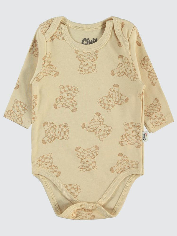 Civil Baby Cute Bear Baskılı 3-18 Çıtçıtlı Badi - Kahverengi