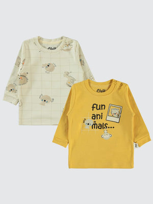 Civil Baby Fun Animals Baskılı 6-18 Sweatshirt - Hardal