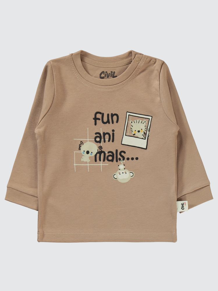 Civil Baby Fun Animals Baskılı 6-18 Sweatshirt - Kahverengi