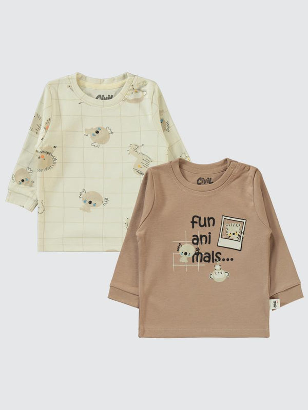 Civil Baby Fun Animals Baskılı 6-18 Sweatshirt - Kahverengi
