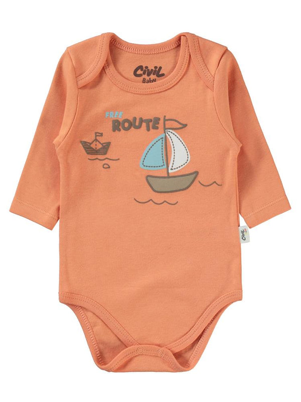 Civil Baby Colored Fıgures Baskılı 3'lü 6-18 Takım - Turuncu