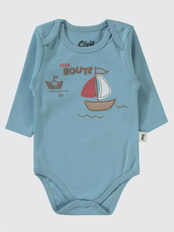 Civil Baby Colored Fıgures Baskılı 3'lü 6-18 Takım - Mavi