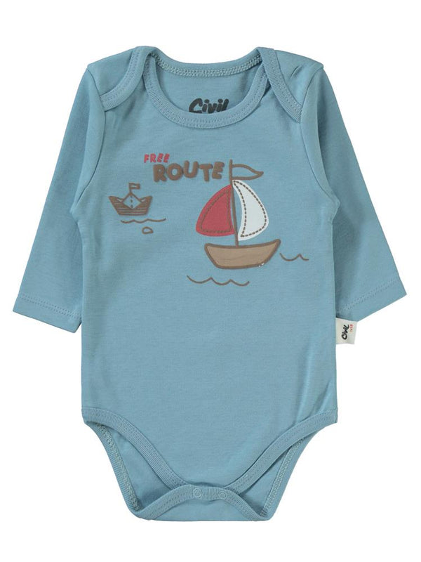 Civil Baby Colored Fıgures Baskılı 3'lü 6-18 Takım - Mavi