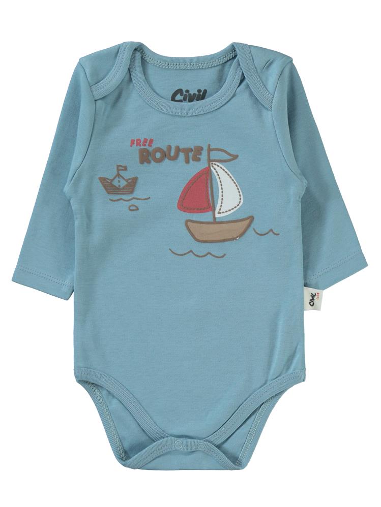 Civil Baby Colored Fıgures Baskılı 3'lü 6-18 Takım - Mavi