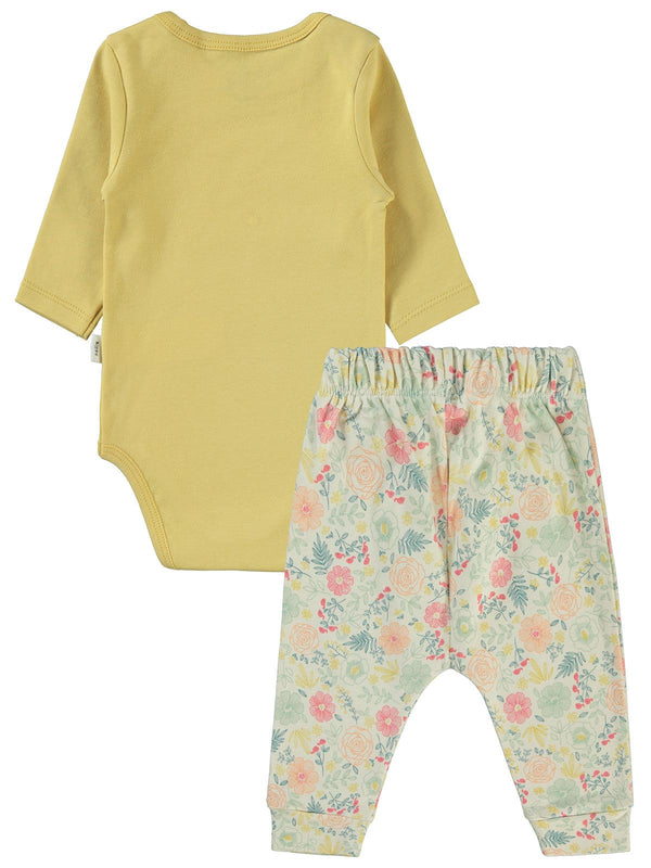 Civil Baby Natural Flowers Baskılı 3'lü 6-18 Takım - Hardal