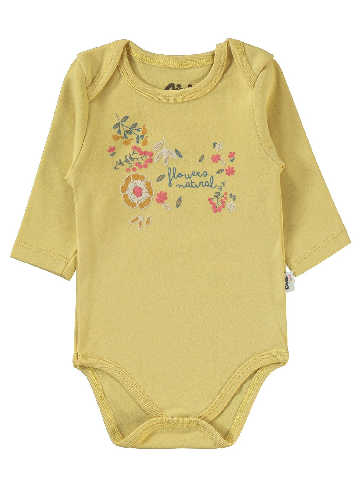 Civil Baby Natural Flowers Baskılı 3'lü 6-18 Takım - Hardal