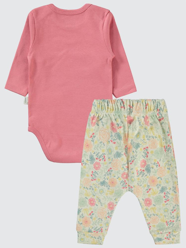 Civil Baby Natural Flowers Baskılı 3'lü 6-18 Takım - Pembe