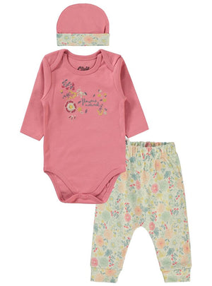 Civil Baby Natural Flowers Baskılı 3'lü 6-18 Takım - Pembe
