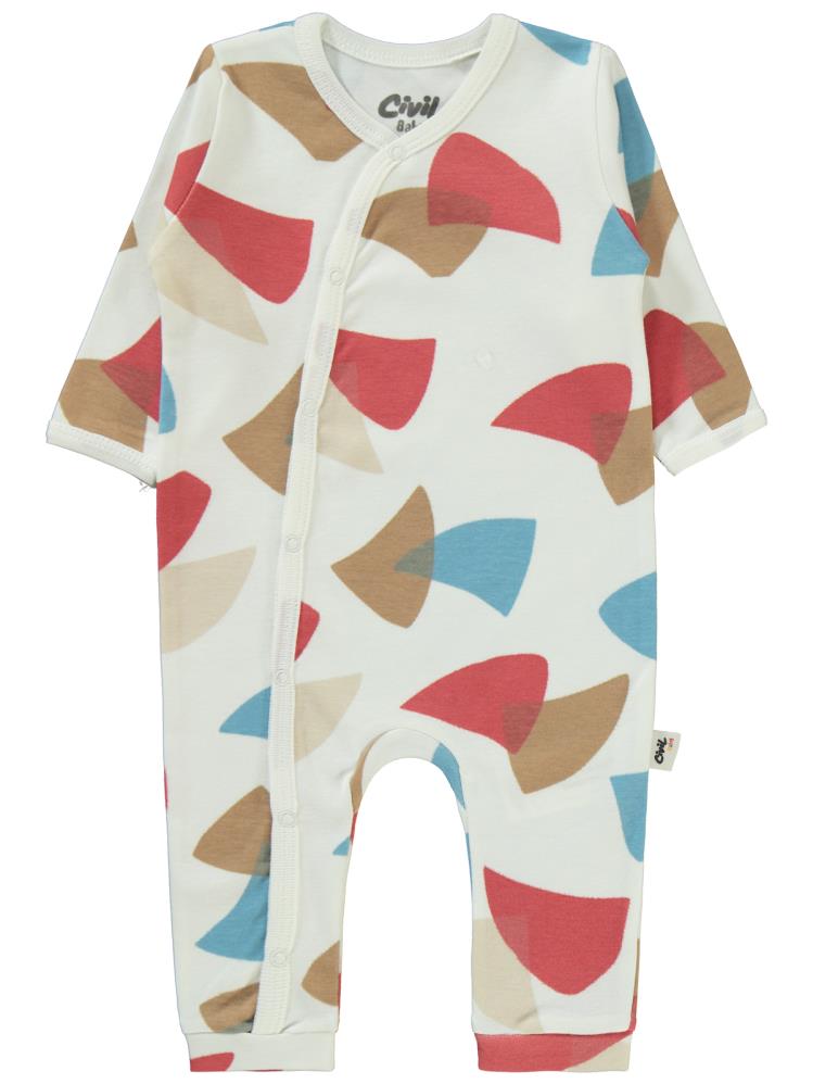 Civil Baby Colored Fıgures Baskılı 3-9 Ay Tulum - Mavi