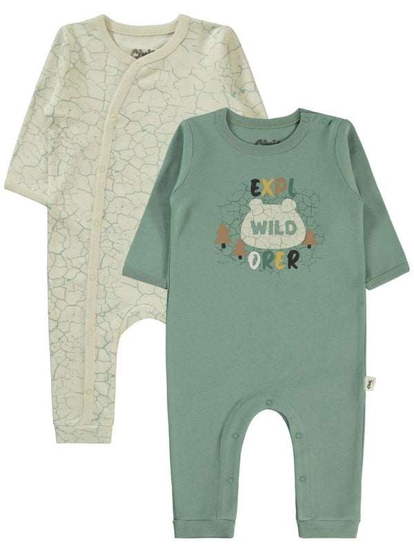 Civil Baby Crack Pattern Baskılı 3-9 Ay Tulum - Yeşil