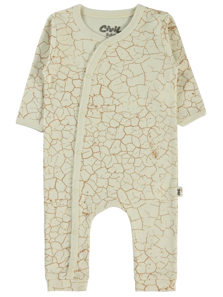 Civil Baby Crack Pattern Baskılı 3-9 Ay Tulum - Kahverengi