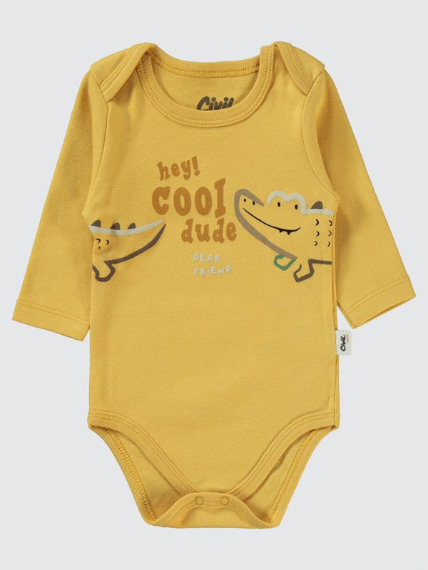 Civil Baby Renkli Hayvanlar Baskılı 3'lü 6-18 Takım - Hardal