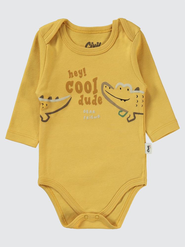 Civil Baby Renkli Hayvanlar Baskılı 3'lü 6-18 Takım - Hardal