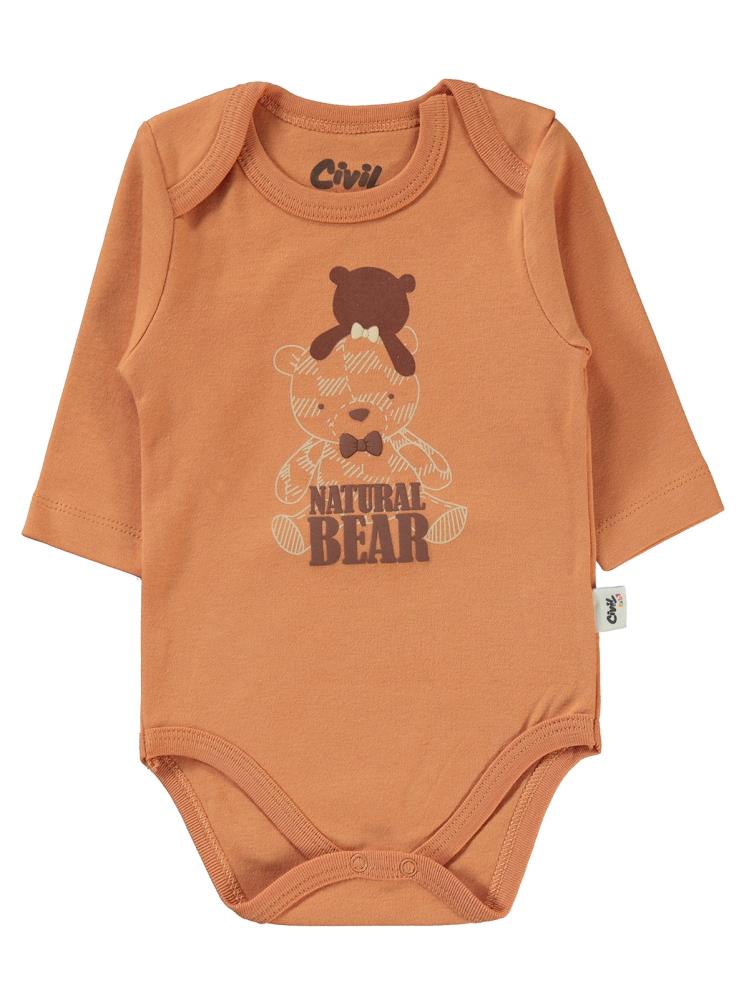 Civil Baby Natural Bear Baskılı 3'lü 6-18 Takım - Turuncu