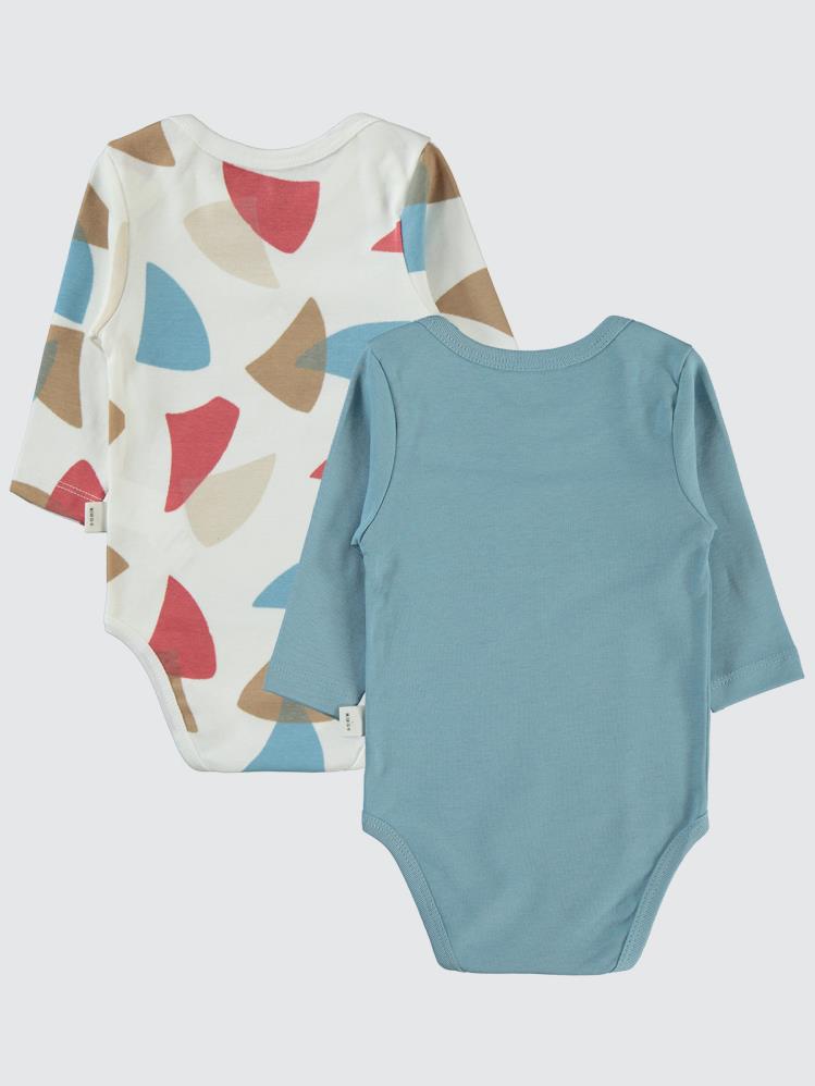 Civil Baby Colored Fıgures Baskılı 3-18 Çıtçıtlı Badi - Mavi