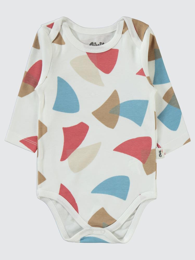 Civil Baby Colored Fıgures Baskılı 3-18 Çıtçıtlı Badi - Mavi