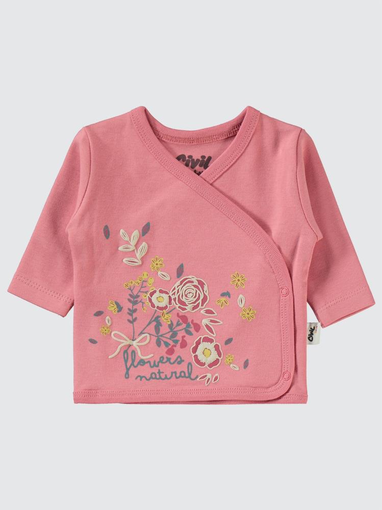 Civil Baby Natural Flowers Baskılı 4'li Zıbın Takımları - Pembe