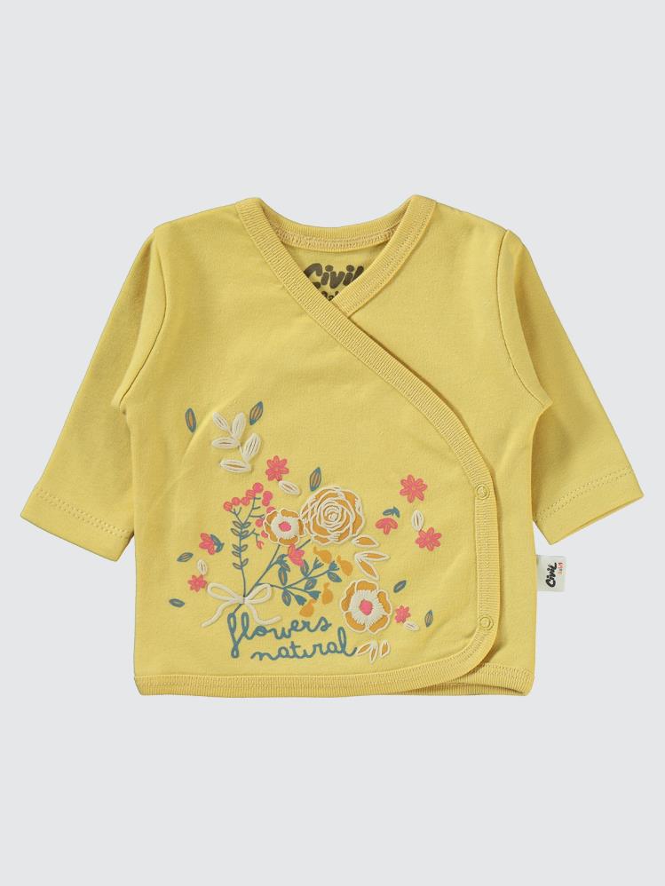 Civil Baby Natural Flowers Baskılı 4'li Zıbın Takımları - Hardal