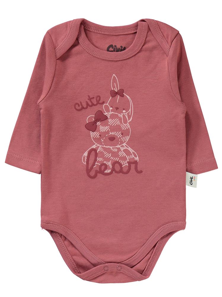 Civil Baby Cute Bear Baskılı 3'lü 6-18 Takım - Bordo