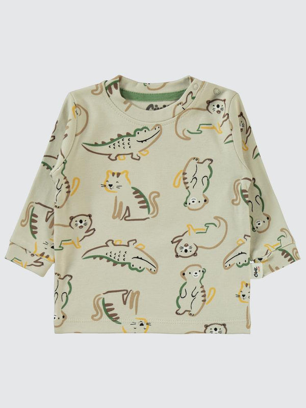 Civil Baby Renkli Hayvanlar Baskılı 6-18 Sweatshirt - Yeşil