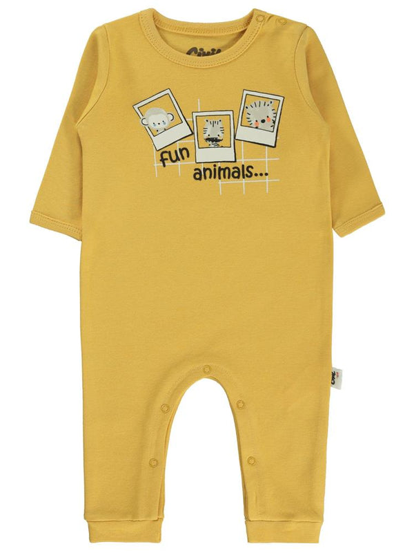 Civil Baby Fun Animals Baskılı 3-9 Ay Tulum - Hardal